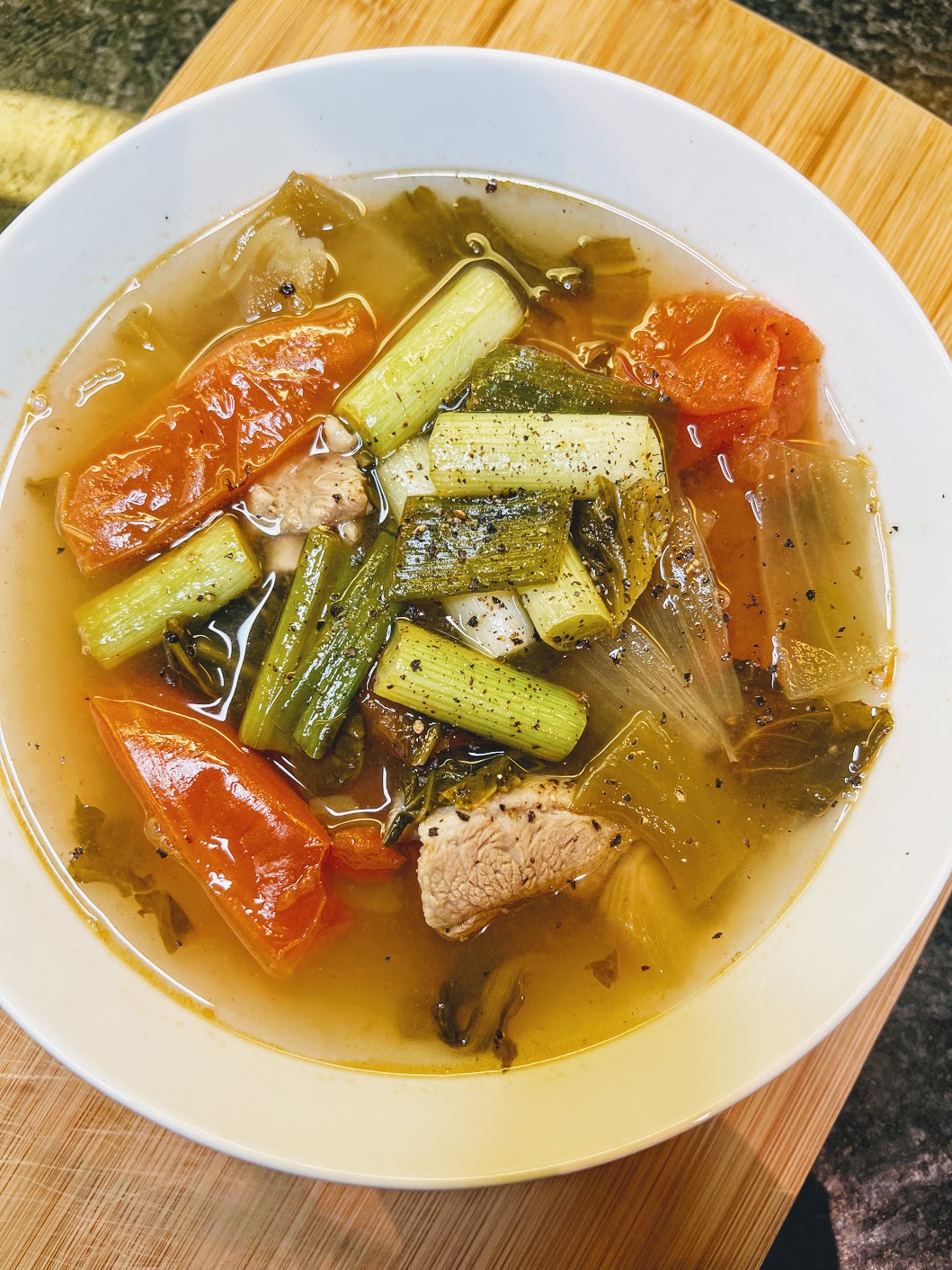 Seafood Rice Cake Soup with Pickled Mustard Greens